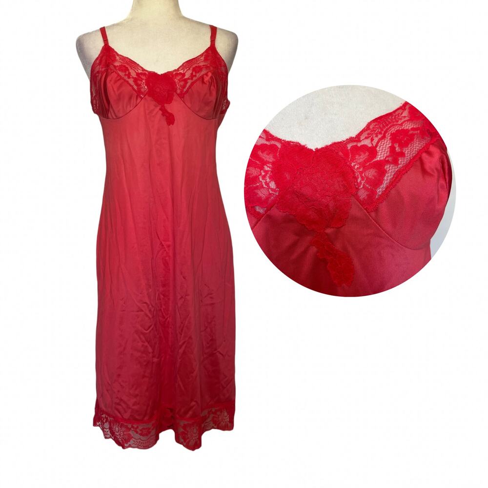 Vtg Y2K Kayser Slip Dress Sz 38 Bust Lace Coquette Babydoll USA 60s Fairy Grunge
